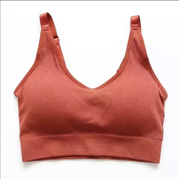 Padded Seamless Caramel Athletic Sports Bra Top - Picture 1 of 7
